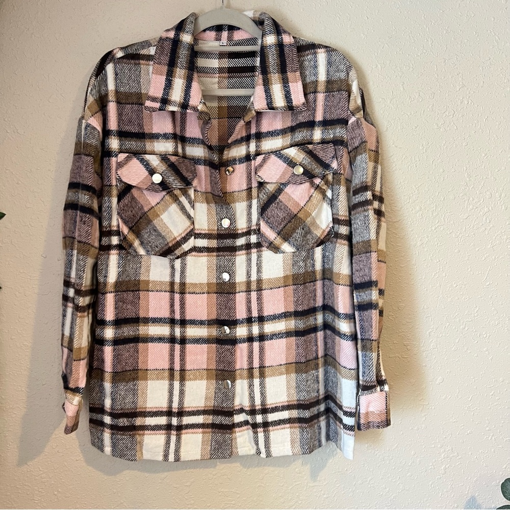 Pink Plaid Shacket - Picture 2 of 9